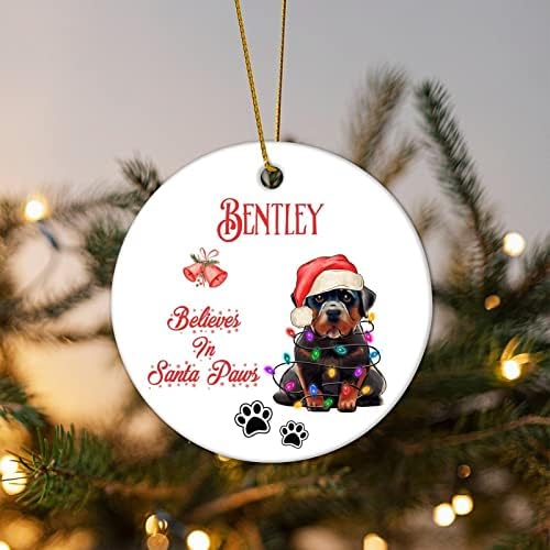 Veruje u Santa Paw Bernese planinski pas Pas Božić keramički Ornament personalizovano ime psa keramička Božićna uspomena Pet spomen smešni Ornament za porodične prijatelje roditelje 3 inča