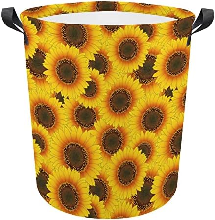 Žuta suncokretova korpa za veš korpa torba za pranje kanta za skladištenje sklopiva visoka sa ručkama