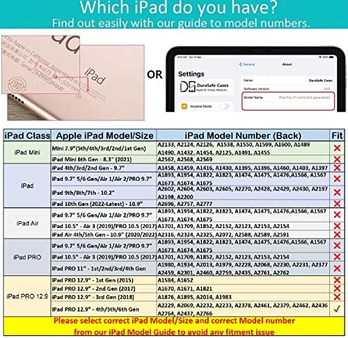 Durasafe Slučajevi iPad Pro 12,9 inča 2022 6. 2021 5. 2020 4. Pro 12,9 6 5 4] MHNR3LL / A MY3K2LL / A My3J2ll / a zračni jastuk /