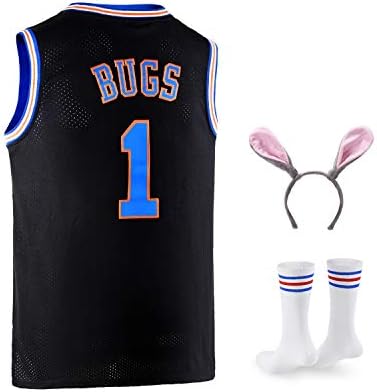 Bugs 1 svemirski muški filmski dres košarkaški dres sa obručem za glavu & amp; čarape bijele s-XXL