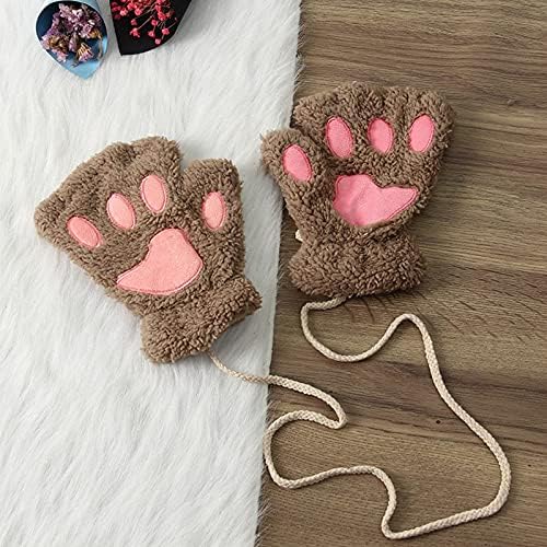 1 par slatka mačka kandža medvjed šapa zima toplo umjetno krzno rukavice za žene Teen Djevojke Božić rukavice rukavice bez prstiju