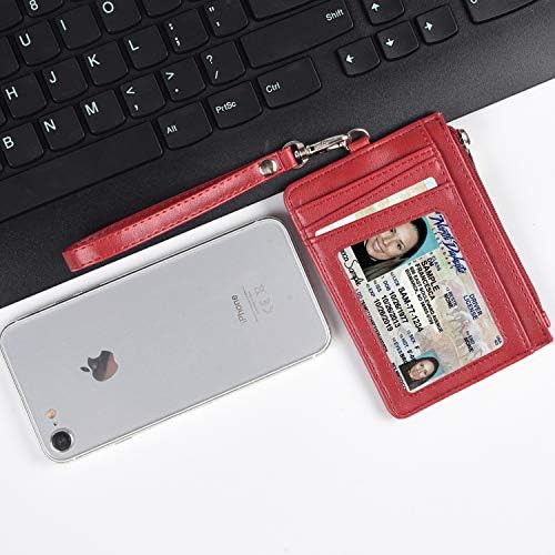 Teskyer Slim Wallet, držač kreditne kartice novčanik sa džepom sa patentnim zatvaračem & Vezica za vrat, minimalistički prednji džep