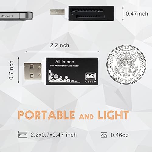 USB čitač SD kartica za PC, 2 paketa Micro SD kartica za USB Adapter, čitač kartica za čitač memorijskih kartica kamere, Wansurs 5 u 1 Čitač kartica za Laptop