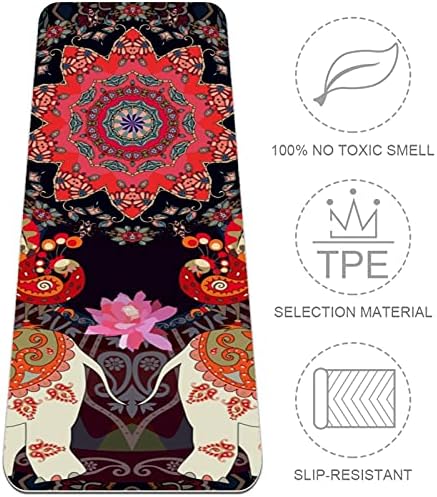 Siebzeh Elephant Flower Geometry Pattern Premium Thick Yoga Mat Eco Friendly Rubber Health & amp; fitnes Non Slip Mat za sve vrste vježbe joge i pilatesa