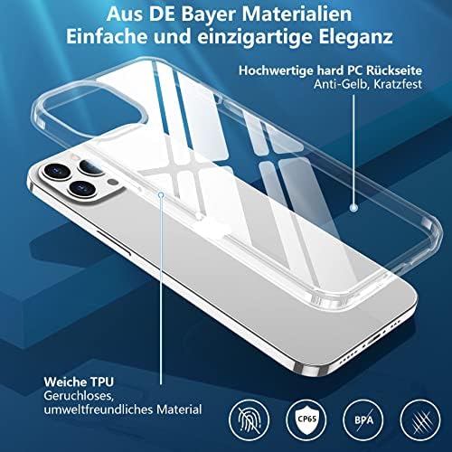 Jaroco za iPhone 14 Pro case Clear, sa [2 paketa štitnika za ekran] [vojna zaštita] Anti-Yellowing Shockproof Slim Thin Released 2022