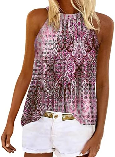 Miashui Halter Shirt žene udobne majice za žene Boho slatka grafika Tank Tops vrat bez rukava Vintage žene plivaju