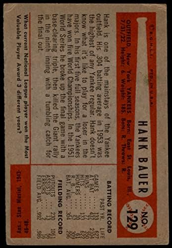 1954 Bowman 129 Hank Bauer New York Yankees VG Yankees
