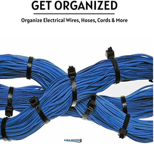 Kable Kontrol kabel Zip veze 1000 kom 8 inča crna, 18 lbs zatezna čvrstoća, samo-zaključavanje UV-a otporne na plastiku NOT-a, za