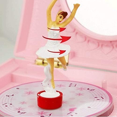 Zhyh Pink Spin Dance Ballet Piano Music Box ClockWork plastični nakit Box Djevojka ručno ručni muzički mehanizam