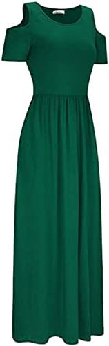 Maxi haljine za žene 2023. ljetna plaža cvjetna hladna ramena haljina na kratkim rukavima duga haljina s džepovima