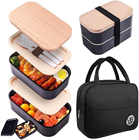 Healfyya japanska Bento kutija sa vrećom nepropusna kutija za ručak sa priborom za slaganje posude za hranu uključuje posudu za sos