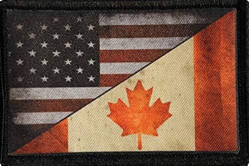Raspravljana Kanada kanadska zastava u SAD zastavi Morale Patch. 2x3 Zakrpa za kuke. Redhaededtshirts izrađeni u SAD-u