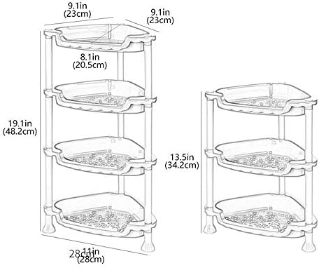 Zzxxc troslojni trokut polica za tuširanje, plastika Nema bušenja za skladištenje polica za skladištenje za kupatilo Kuhinja spavaća