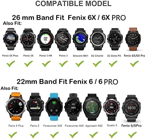 GHFHSG 26mm silikonski remen za ručni ručni nosač za Garmin Fenix ​​6x 6 Pro 5x 5 plus porijeklo MK1 MK2i D2 22mm sat Easy Fit Quick