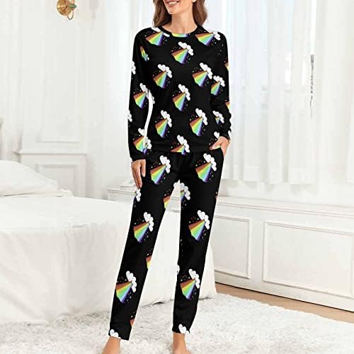 Rainbow Blast Ženske Pidžame Kompleti Dugih Rukava Odjeća Za Spavanje Meka Noćna Odjeća 2 Komada Pjs Loungewear