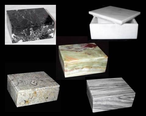 Khanimports Dekorativna siva mramorna kutija, siva kamena kutija sa poklopcem - pravougaoni, 5 inčni