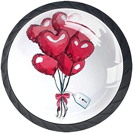 TYUHAW okrugla ladica povlači ručicu crveni Baloni za srce volim te štampanje sa vijcima za kućne ormare vrata Kuhinjski kancelarijski