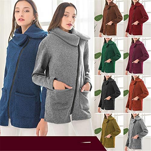 Andongnywell ženski kaput udoban visoki ovratnik flis Fuzzy Faux Shearling jaknu sa patentnim zatvaračem topla Outwear party Casual