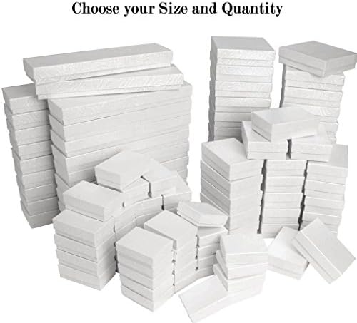 888 displej-pakovanje od 100 kutija od 7 x 5 x 1 1/4 H bijele Kovitlaste pamučne kutije za nakit punjene pamučnom ljuskom