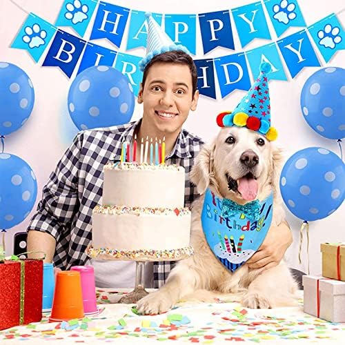 Dobavljači za rođendanske rođendane, rođendan Bandana šal šal zastava zastava rođendan banner šap baloni za male srednje pse Kućni ljubimci, doggie rođendanska zabava ukrasi