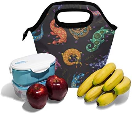 HEOEH slatka torba za ručak od gmizavaca guštera Cooler Tote Bag izolovana kutija za ručak sa patentnim zatvaračem torba za školski ured na otvorenom
