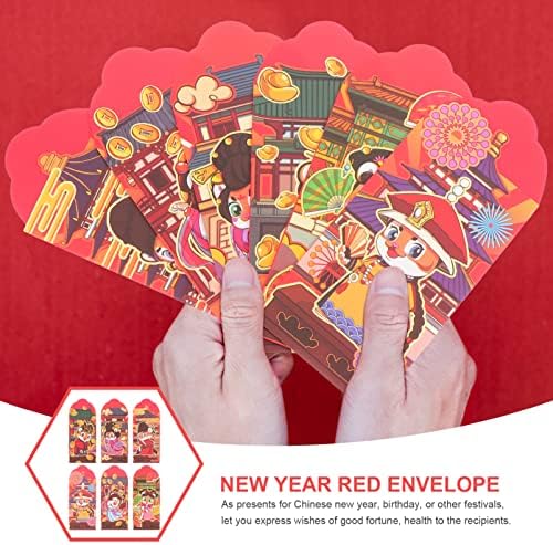 USHOBE crvena torbica 6kom Nova godina crvena koverta 2022 kineska lunarna Nova Godina džepna godina Hongbao Spring festivala svadbena
