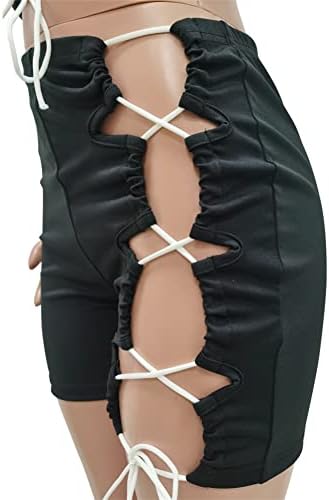 Echoine Womens 2 komada Podesi kratkim hlačama čipke Up bez rukava Bodycon izduže se seksi odjeća za klupu
