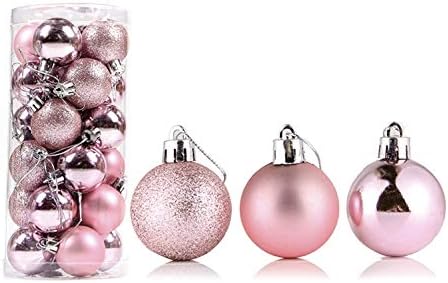 Maserfaliw Božić Ball Ornamenti 24kom 4/6 / 8cm Božić Lopta Ornament Baubles Božić Tree prozor Hanging Decor Rose Gold 8cm