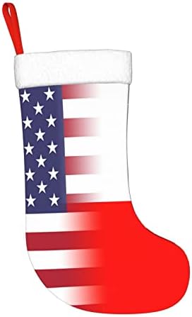 TZT Američka zastava i poljske zastave Božićne čarape, Xmas Holiday Party pokloni za ukrašavanje porodičnih kuća za odmor 18-inčni