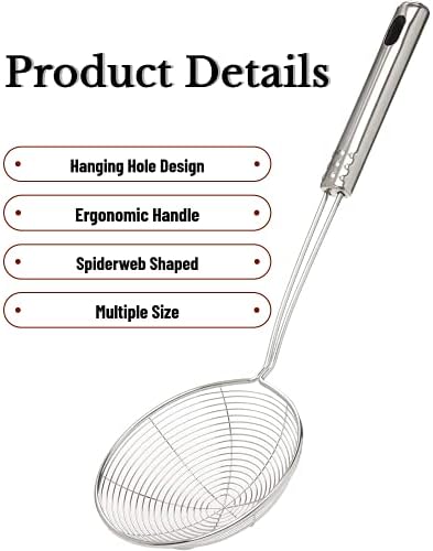 Spider cjedilo Skimmer Spoon, HSpiow Set od 3 veličine kašika za prženje friteza od nerđajućeg čelika kašičica žica cjedilo kutlača