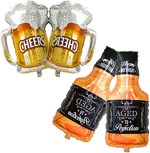 Bieufbji Whisky Bottle Beer Cup baloni Set od 4 flaše viskija Pivska šolja Super oblika Mylar folija balon za Bar Summer Party festival piva za rođendansku zabavu dekoracija potrepština