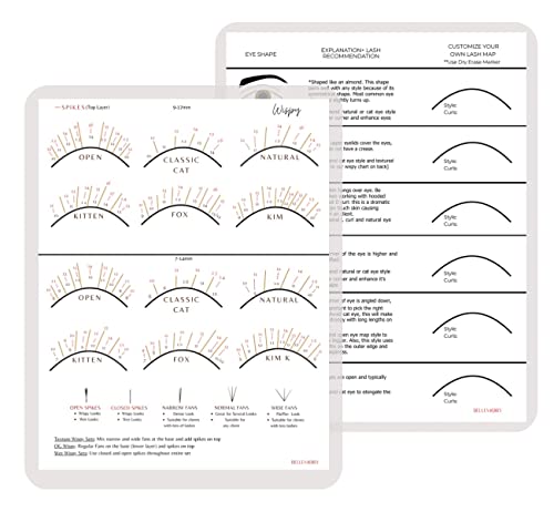 1 PC Wispy Tabela oblika očiju - Tabela mapiranja trepavica, Tabela treninga i prakse za proširenje trepavica za početnike, list uvijanja i prečnika trepavica za komplet trepavica