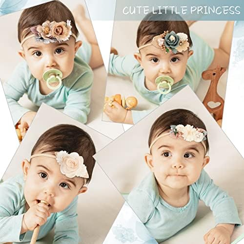 6pcs Baby Girl Flower najlonska traka za glavu-elastična traka za kosu ručno rađena mašna za novorođenčad