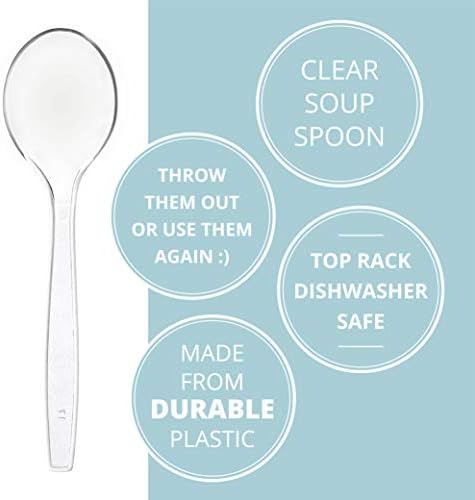 Plasticpro jednokratne prozirne plastične kašike za supu teški Pribor pakovanje od 50 tačaka