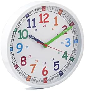 Mabeyalo Silent Kids Wall Clock, rešavanje vremena nastavnog sata za djecu, 10 inča Nekrivljene baterije u boji šareni sat za dječju
