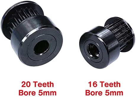 16/20 zuba Crni razvodni remenica provrt 5mm osovine Aluminium remenica za 6mm pojas