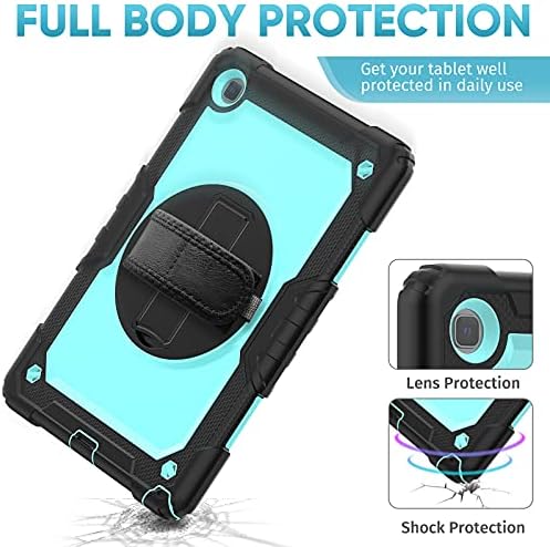 Seymcy futrola za Samsung Galaxy Tab A7 10,4 inča 2020, SM-T500 / T505 / T507 Slučaj sa zaštitnikom zaslona [ručni remen za 360 ° / Kickstand] Potkriveni čvrsti zaštitni zaštitni poklopac, crno / nebo plavo