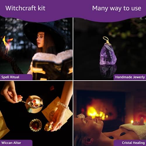 Soulnioi Witchcraft komplet za Wiccan pribor i alate, kadulje za čišćenje čišćenja, 4 čarobna bilja, 7 ozdravljenih kristala za oltarske