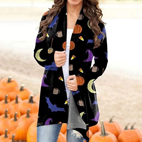 Žene Halloween casual majice Ispiši kardigan jaknu Dugih rukava Top kardigan jakna s dugim pletenim kardiganom za žene