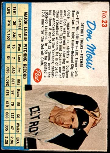 1962 Post Cereal 23 Don Mossi Detroit Tigers VG Tigers