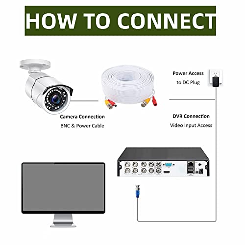 Fite na bijelom 65FT BNC produžnom kablu kompatibilan sa Q-SEE QCA7209B 720p sigurnosnim kamerom analognim HD-om