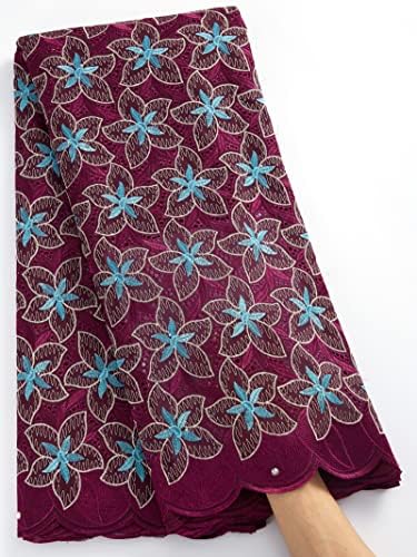 SJD čipkasta Afrička čipkasta tkanina 5 Yards, Nigerija Vezenje pamučna čipkasta tkanina za žene svakodnevno Clothese Sewing 28316