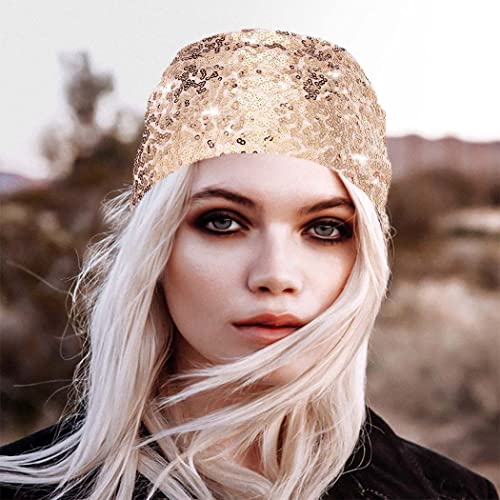 Earent Wide Sequins Headbands Glitter Rhinestone Turban Head Wraps African kopča Head Band Kerchiefs Sparkly Nightcarfs Rave Party Hair Bands for women and Girls