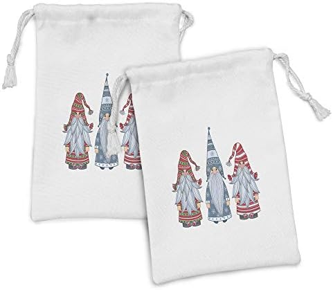 Lunarna gnome tkanina za torbicu od 2, zimske crtane likove s prugastom odjećom, malom torbom za crtanje za toaletne potrepštine i