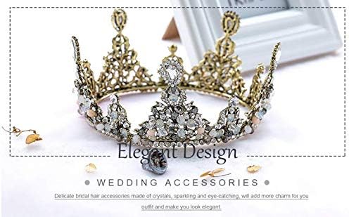 Blufly Baroque Bridal Crown i Tiara Rose Gold Crystal Full Crowns Dolce barokni Diadem traka za glavu Pageant flower hair Accessories