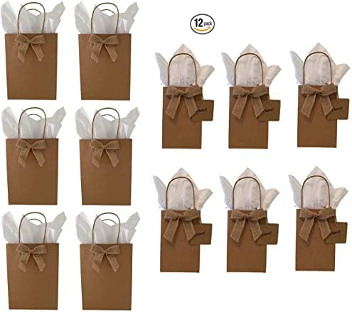 Kraft gift Bags Bundle, 60 komada Rođendanska zabava Favor Bags Party, srednje & male papirne kese za umotavanje - uključuje 12 kesa,12