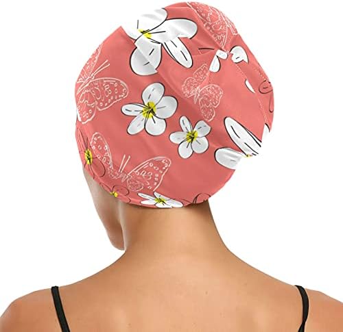 Radna kapa za spavanje Sleet Hat Bonnet Beanies Cvjetni cvjetovi Crveni leptir za žene Noćni omot za kosu
