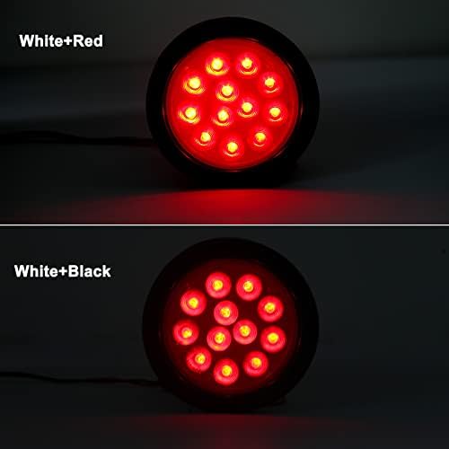 10kom okrugla LED prikolica od 4 inča zadnja svjetla Crvena 12 LED vodootporna 4 okrugla LED lampica za zaustavljanje okretanja repnog kočionog svjetla prikolica kamion RV svjetla zapečaćena Grommet Flush Mount w / 3 Žičana pletenica