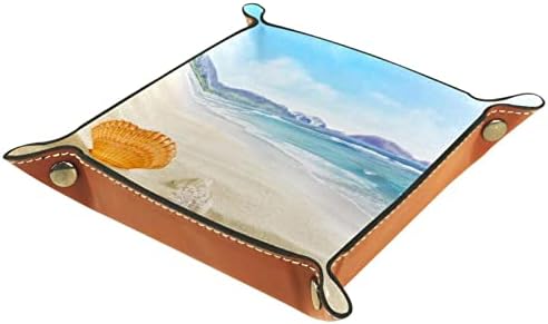 Kožna posuda za valet, ležište za dickanje preklopna držač kvadratnog oblika, obrtni plan za promjenu kovanice, ocean ljetno plaža