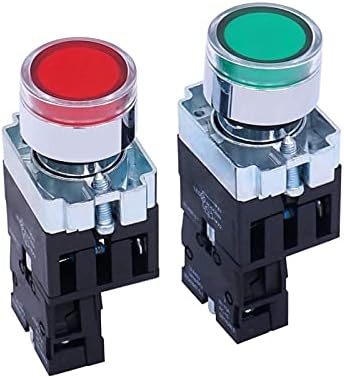 HKTS 2pcs 22mm 1 Ne 1 NC Push dugme Switch 440V 10A Gump-prekidači sa LED lampicama 110V